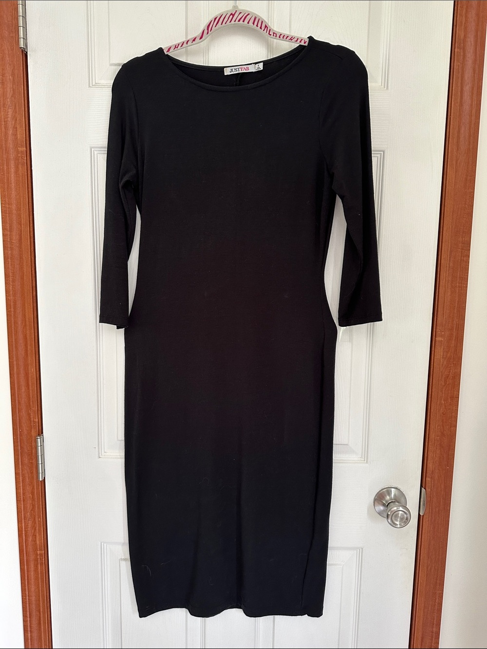 JustFab Black Sheath Dress - Classic 3/4 Sleeve